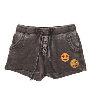 Lace-Up Sweatshorts W/ Emoji Patches